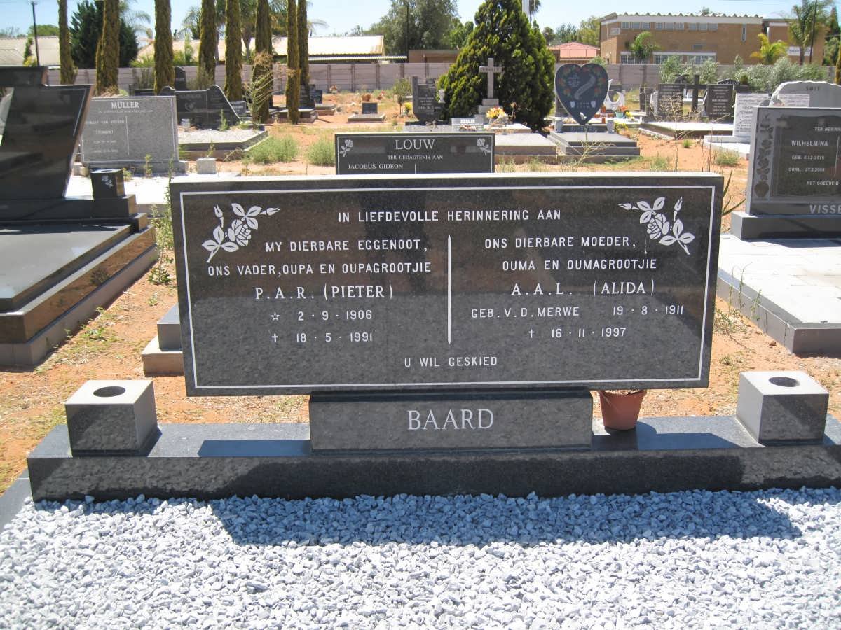 BAARD P.A.R. 1906-1991 &amp; A.A.L. V.D. MERWE 1911-1997