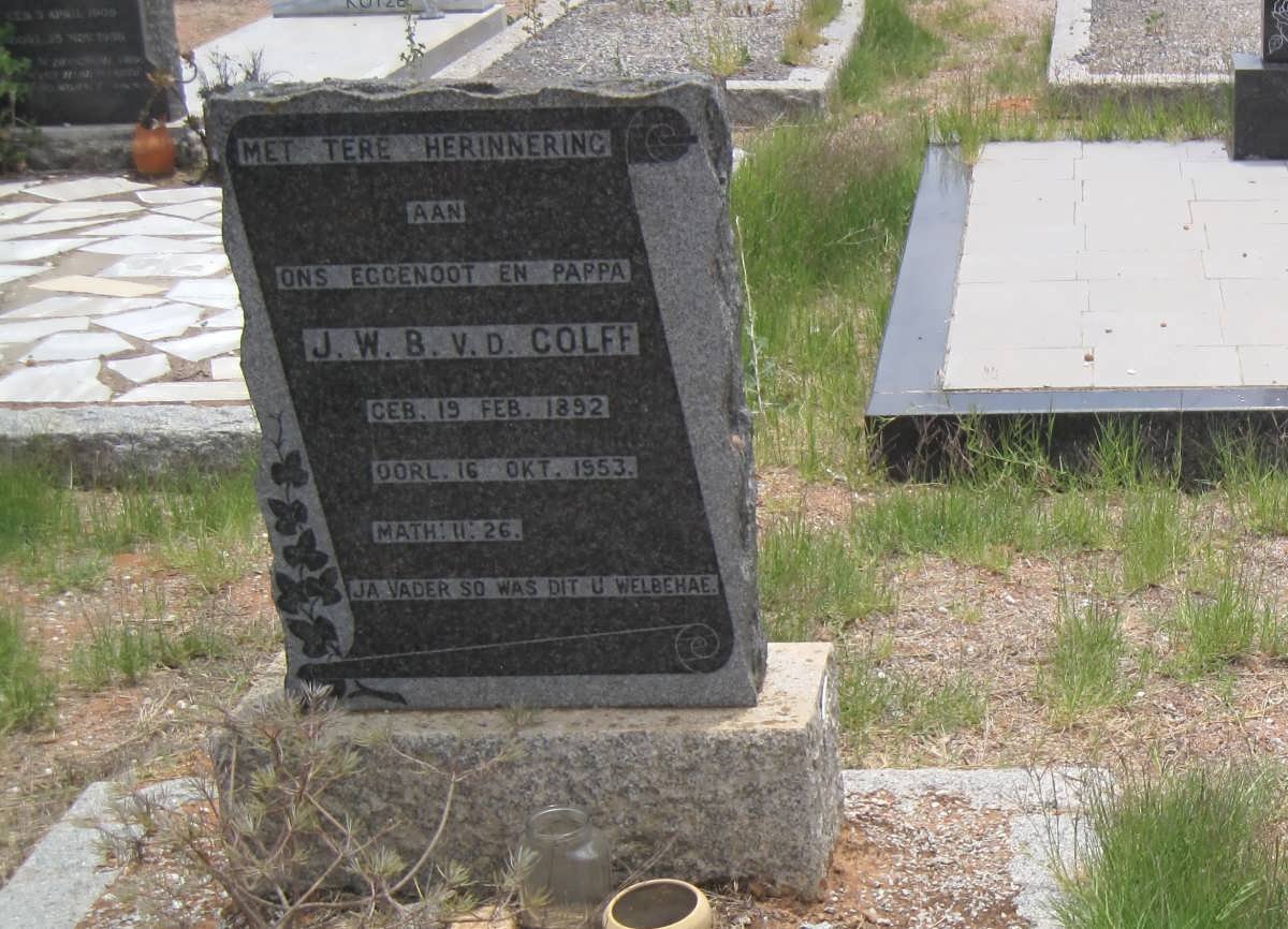 COLFF J.W.B., v.d. 1892-1953
