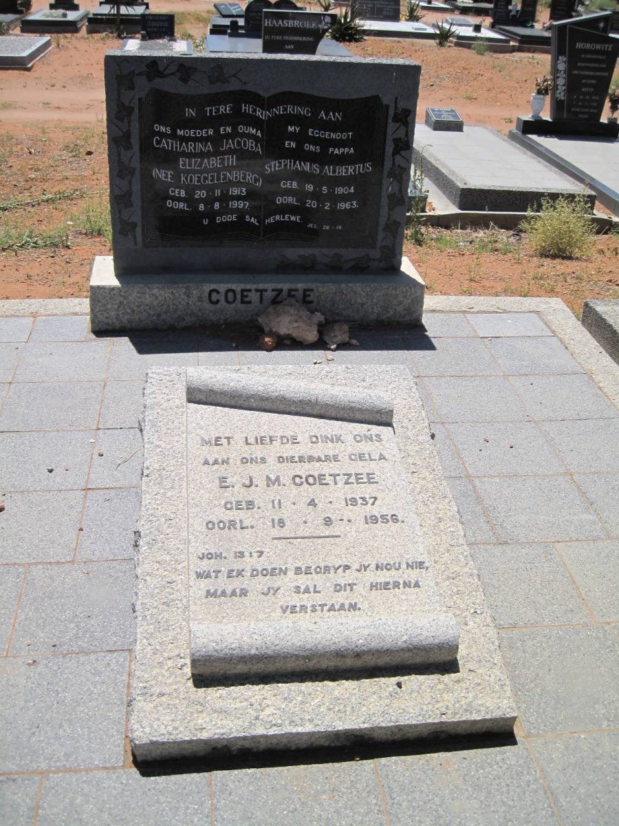 COETZEE Stephanus Albertus 1904-1963 &amp; Catharina Jacoba Elizabeth KOEGELENBERG 1913-1997 :: COETZEE E.J.M. 1937-1956