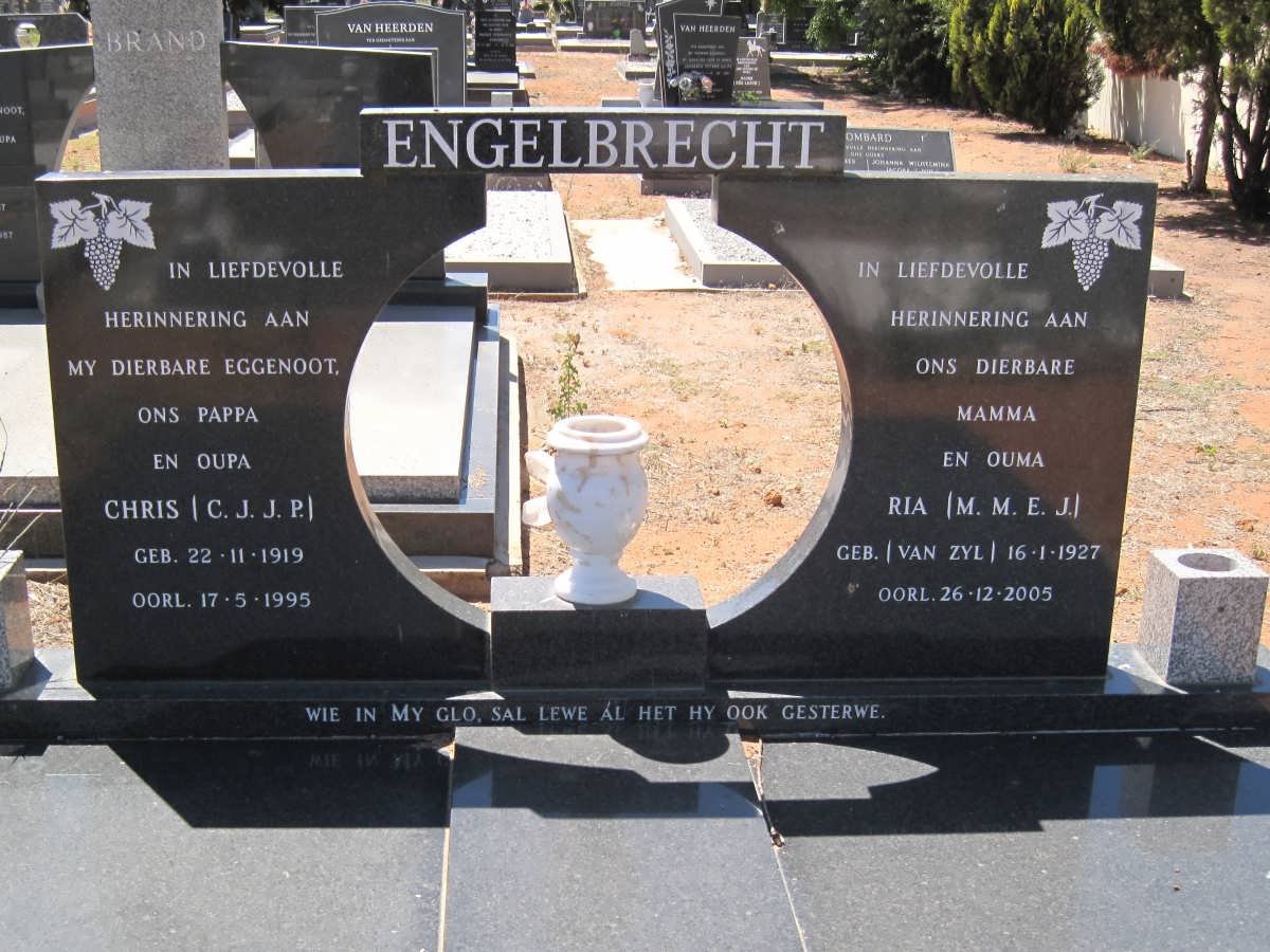 ENGELBRECHT C.J.J.P. 1919-1995 &amp; M.M.E.J. VAN ZYL 1927-2005