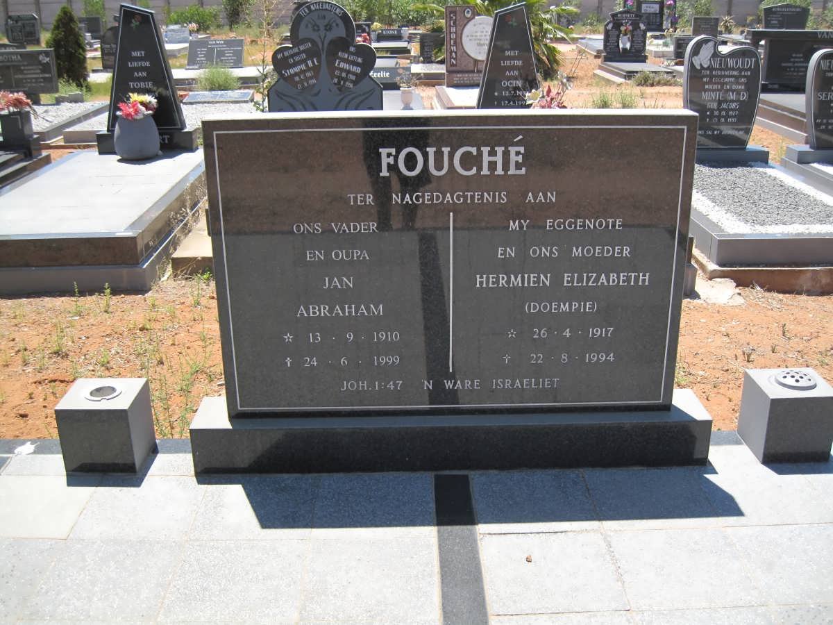 FOUCHÉ Jan Abraham 1910-1999 &amp; Hermien Elizabeth 1917-1994