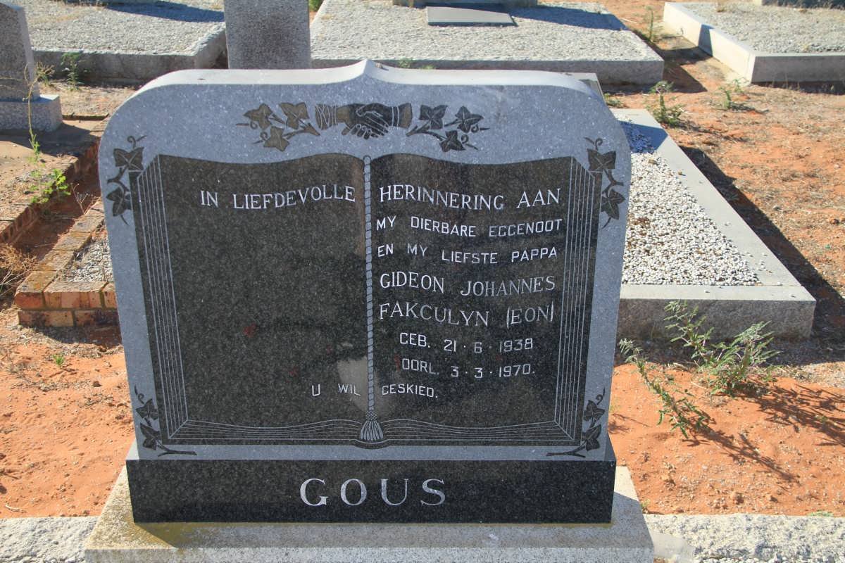 GOUS Gideon Johannes Fakculyn 1938-1970