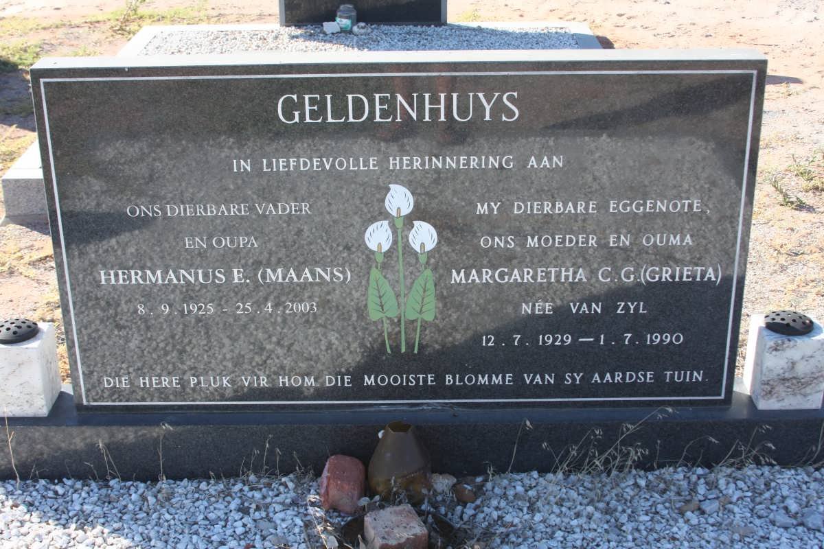 GELDENHUYS Hermanus E. 1925-2003 &amp; Margaretha C.G. VAN ZYL 1929-1990