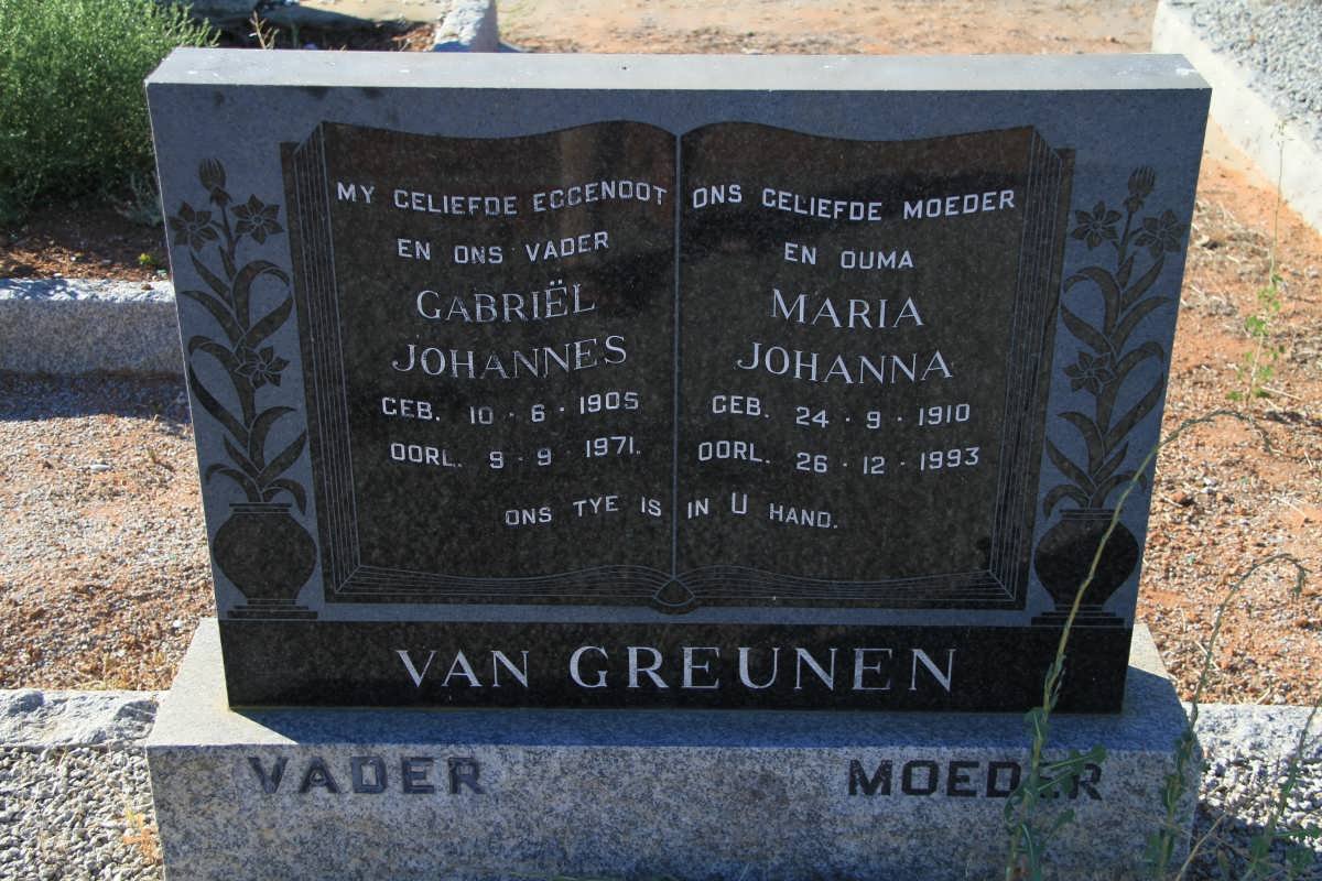 GREUNEN Gabriël Johannes, van 1905-1971 &amp; Maria Johanna 1910-1993