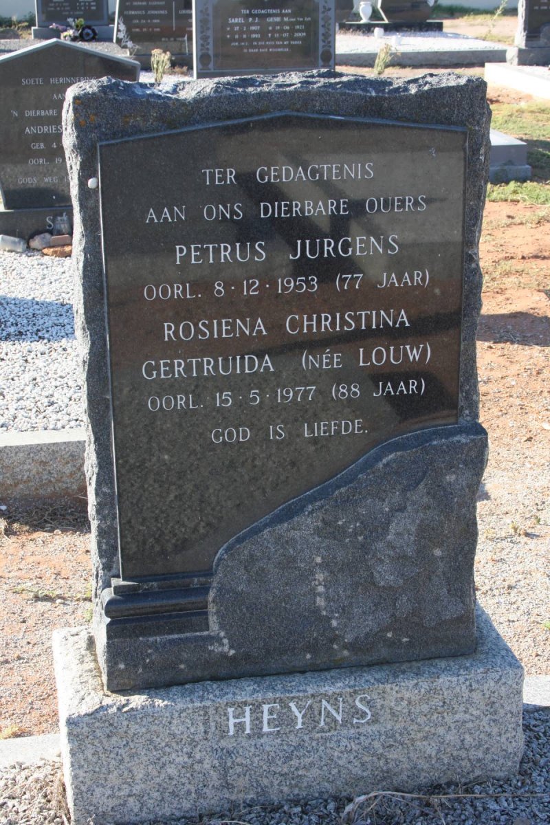HEYNS Petrus Jurgen -1953 &amp; Rosiena Christina Gertruida LOUW -1977