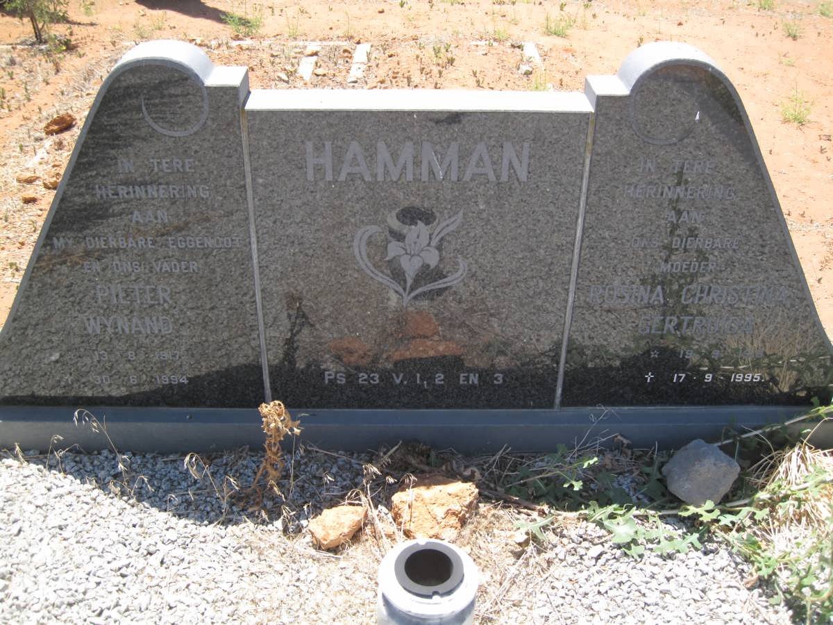 HAMMAN Pieter Wynand 1917-1994 &amp; Rosina Christina Gertruida 1918-1995