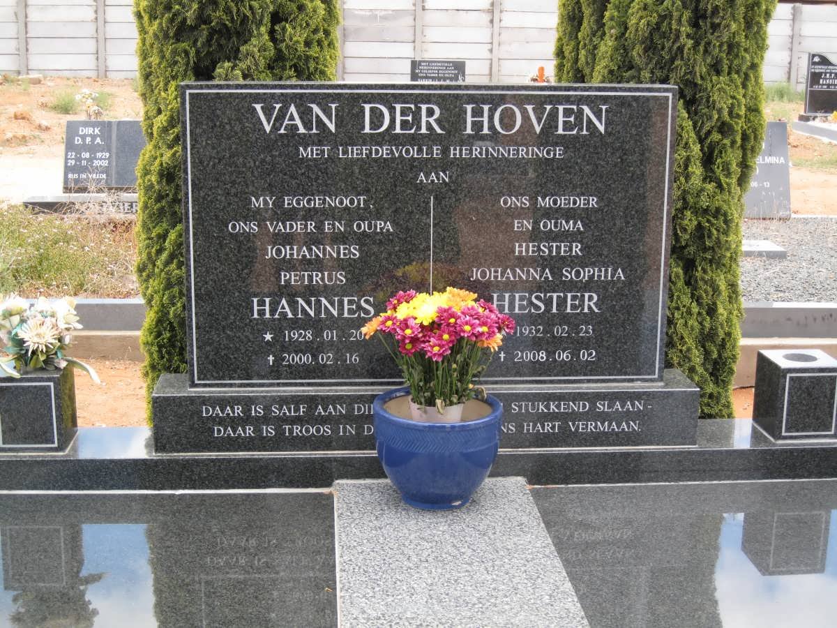 HOVEN Johannes Petrus, van der 1928-2000 &amp; Hester Johanna Sophia 1932-2008