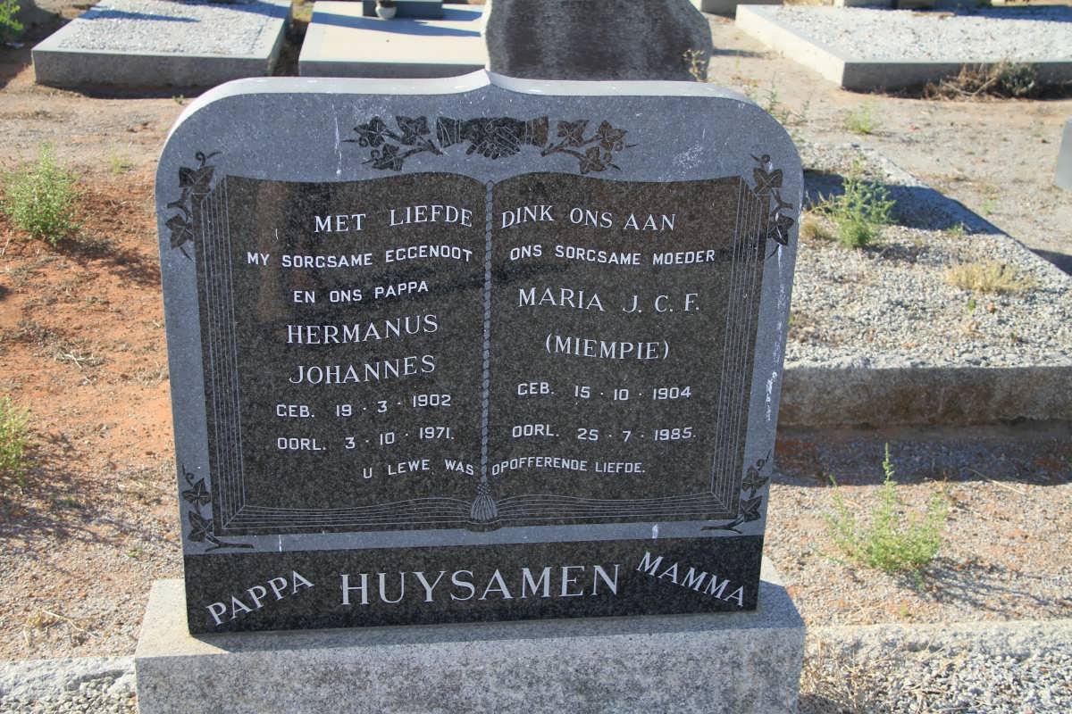HUYSAMEN Hermanus Johannes 1902-1971 &amp; Maria J.C.F. 1904-1985