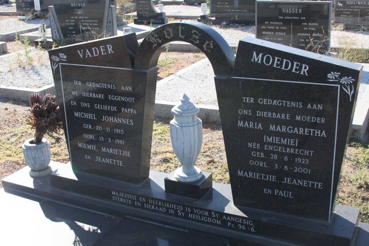 KOTZÉ Michiel Johannes 1915-1981 &amp; Maria Margaretha ENGELBRECHT 1923-2001
