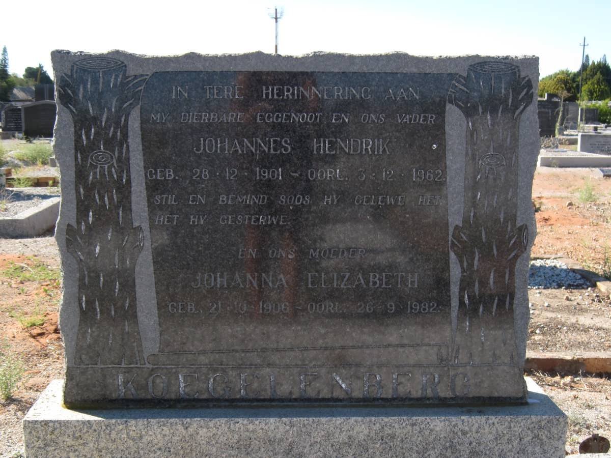 KOEGELENBERG Johannes Hendrik 1901-1962 &amp; Johanna Elizabeth 1906-1982