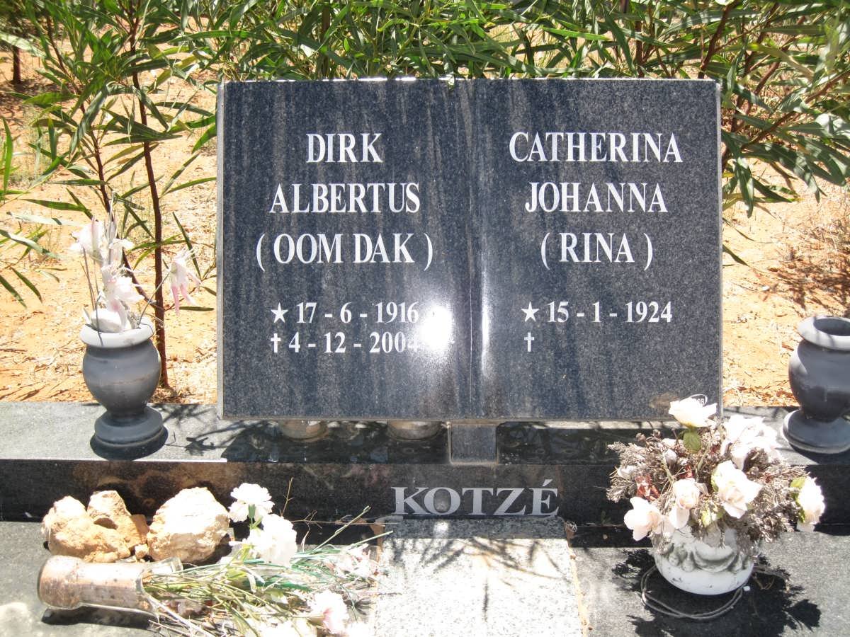 KOTZÉ Dirk Albertus 1916-2004 &amp; Catherina Johanna 1924-
