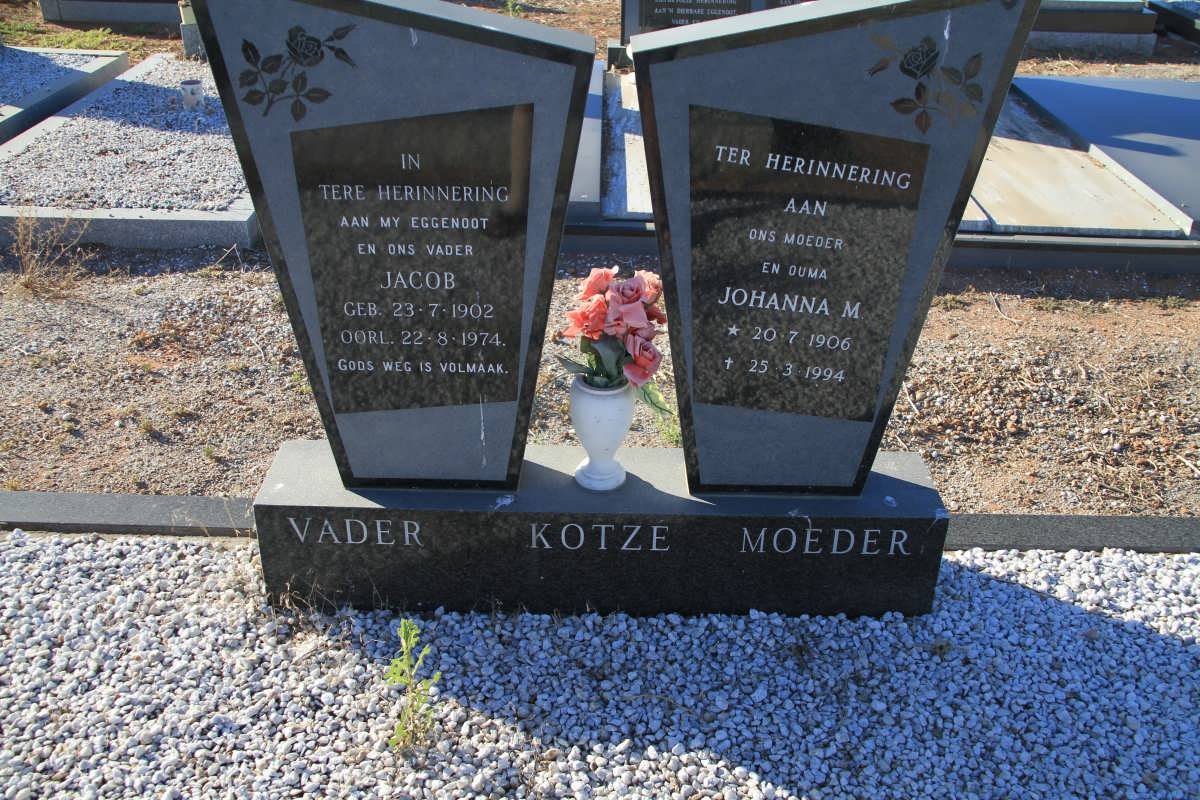 KOTZE Jacob 1902-1974 &amp; Johanna M. 1906-1994