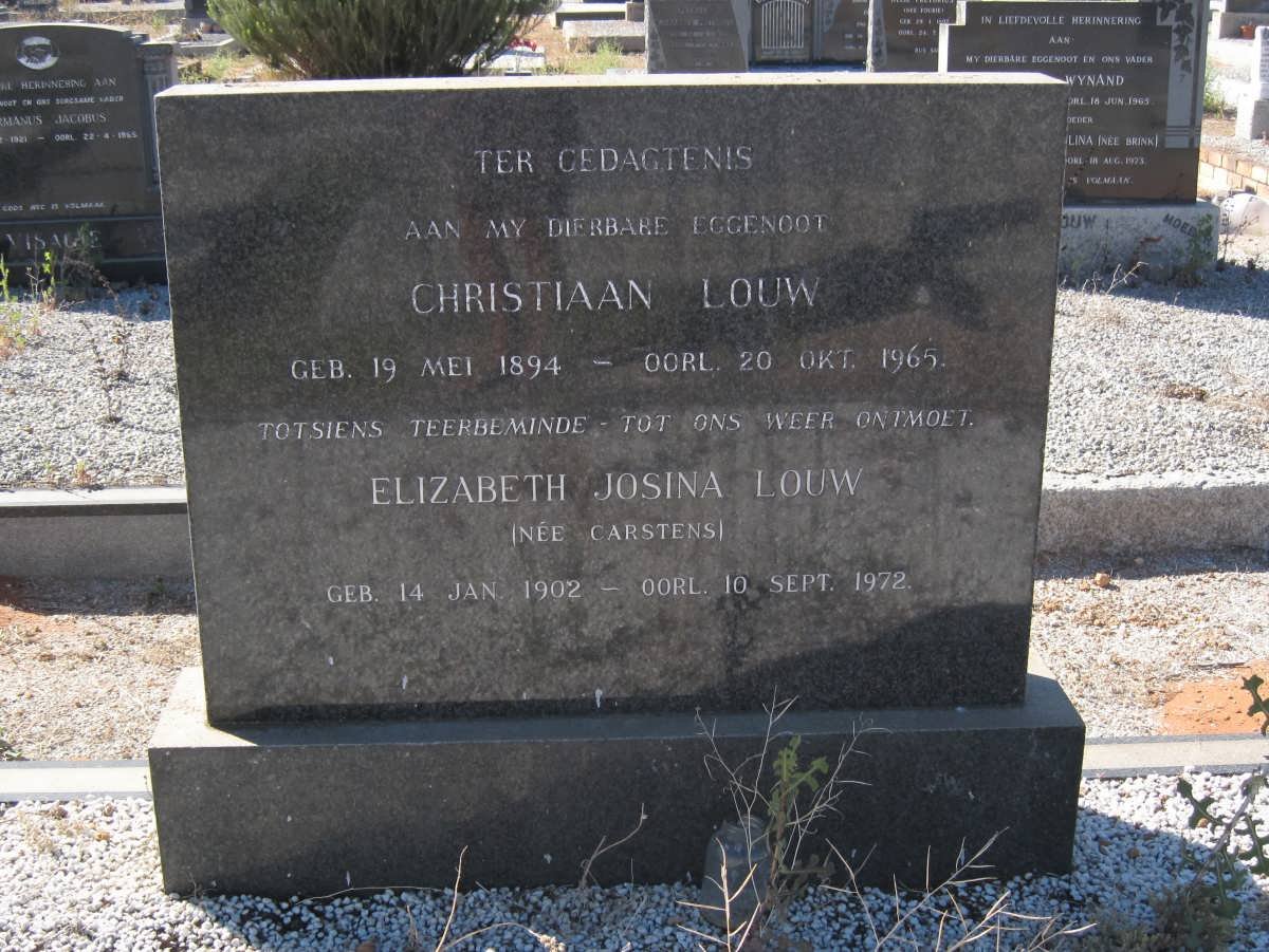 LOUW Christiaan 1894-1965 &amp; Elizabeth Josina  CARSTENS 1902-1972