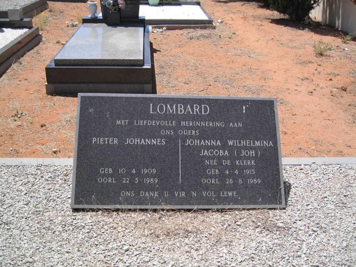 LOMBARD Pieter Johannes 1909-1989 &amp; Johanna Wilhelmina Jacoba DE KLERK 1915-1989
