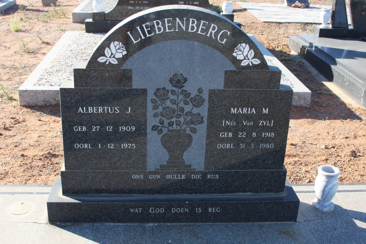LIEBENBERG Albertus J. 1909-1975 &amp; Maria M. VAN ZYL 1918-1980