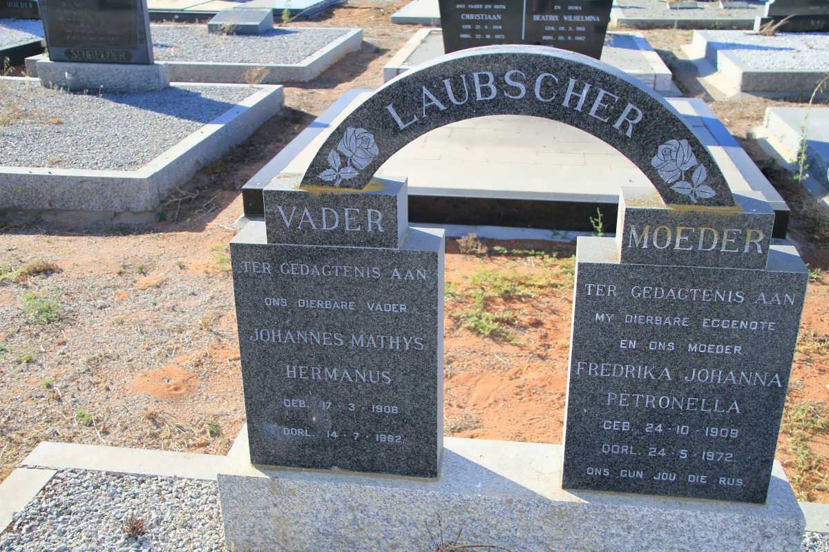 LAUBSCHER Johannes Mathys Hermanus 1908-1982 &amp; Fredrika Johanna Petronella 1909-1972