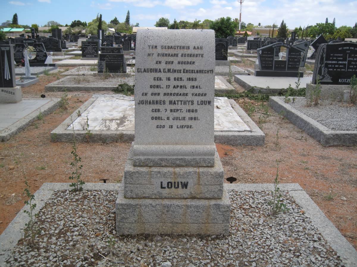 LOUW Johannes Matthys 1865-1961 &amp; Glaudina G.M. ENGELBRECHT 1865-1941