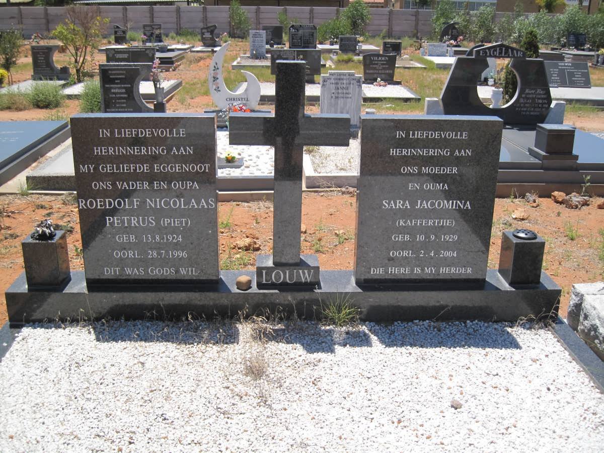 LOUW Roedolf Nicolaas Petrus 1924-1996 &amp; Sara Jacomina 1929-2004