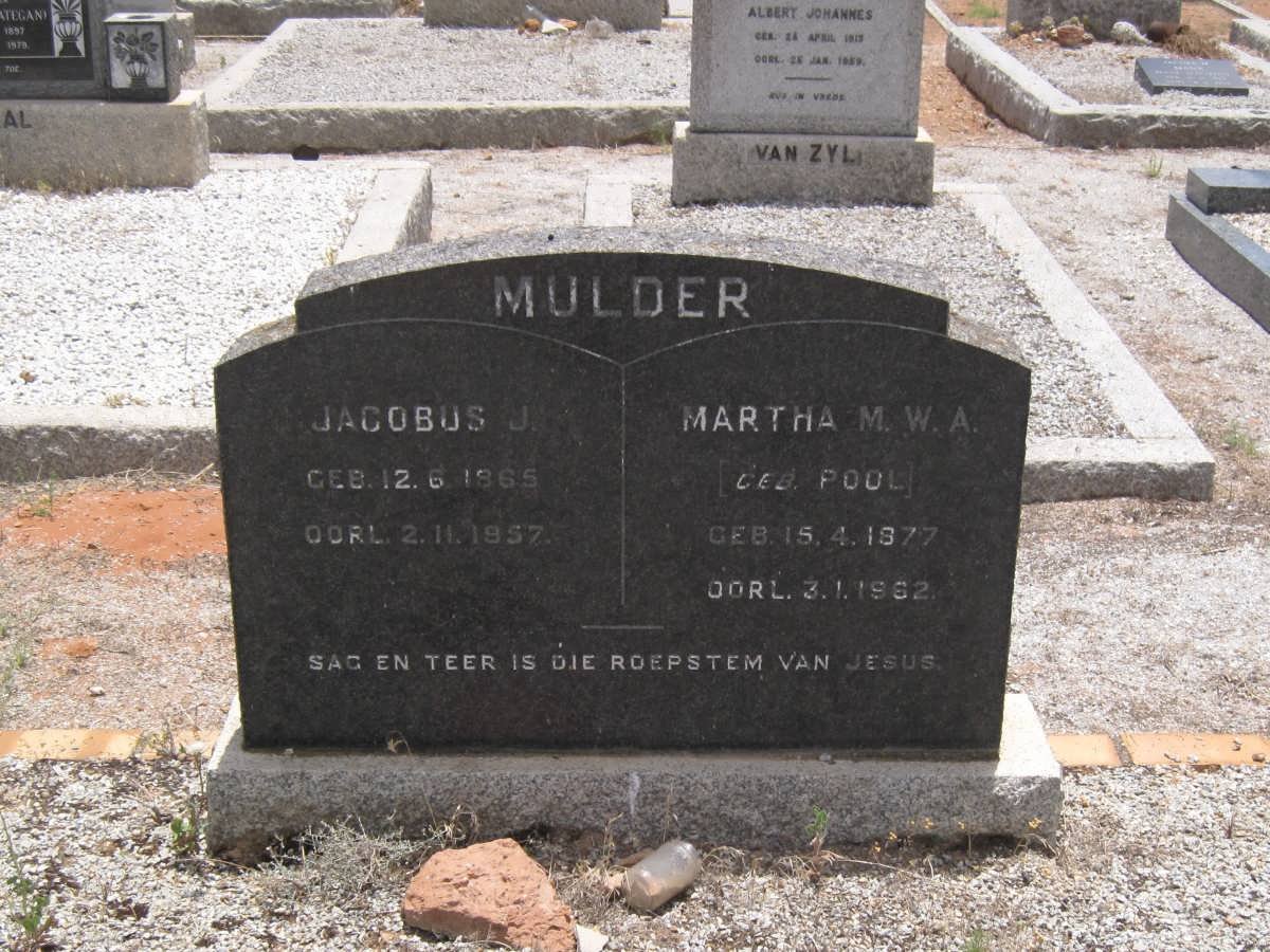 MULDER Jacobus J. 1865-1957 &amp; Martha M.W.A. POOL 1877-1962