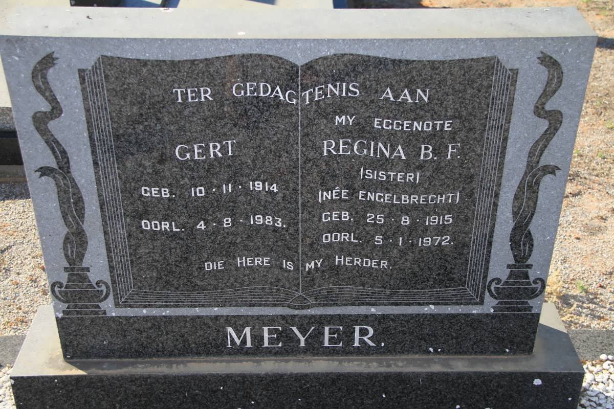 MEYER Gert 1914-1983 &amp; Regina B.F. ENGELBRECHT 1915-1972