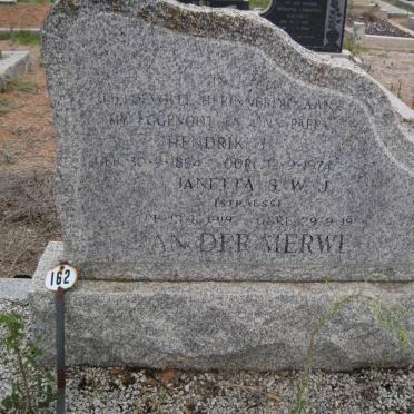 MERWE Hendrik J., van der 1894-1974 &amp; Janetta S.W.J. STRAUSS 1919-1976