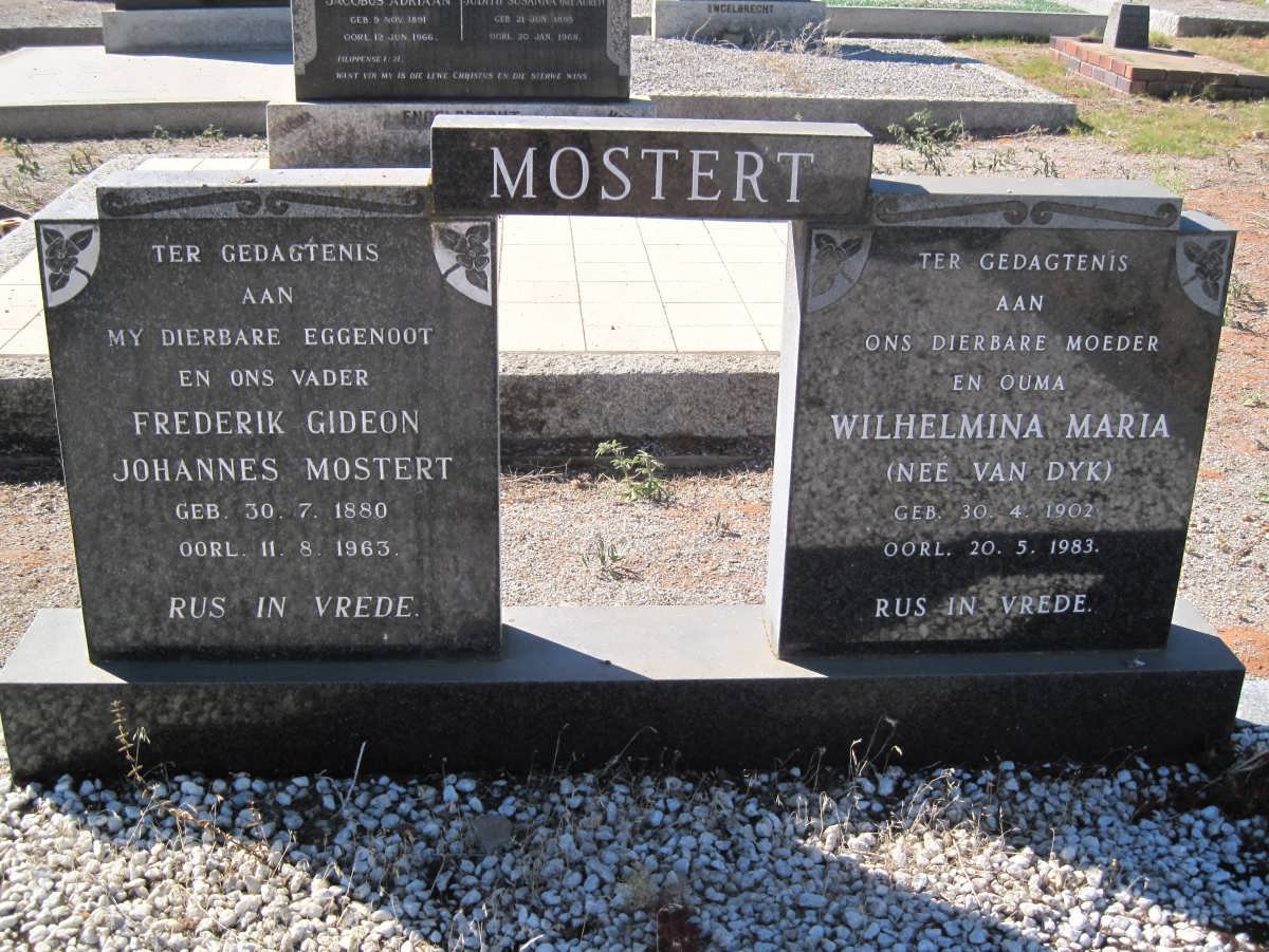 MOSTERT Frederik Gideon Johannes 1880-1963 &amp; Wilhelmina Maria VAN DYK 1902-1983