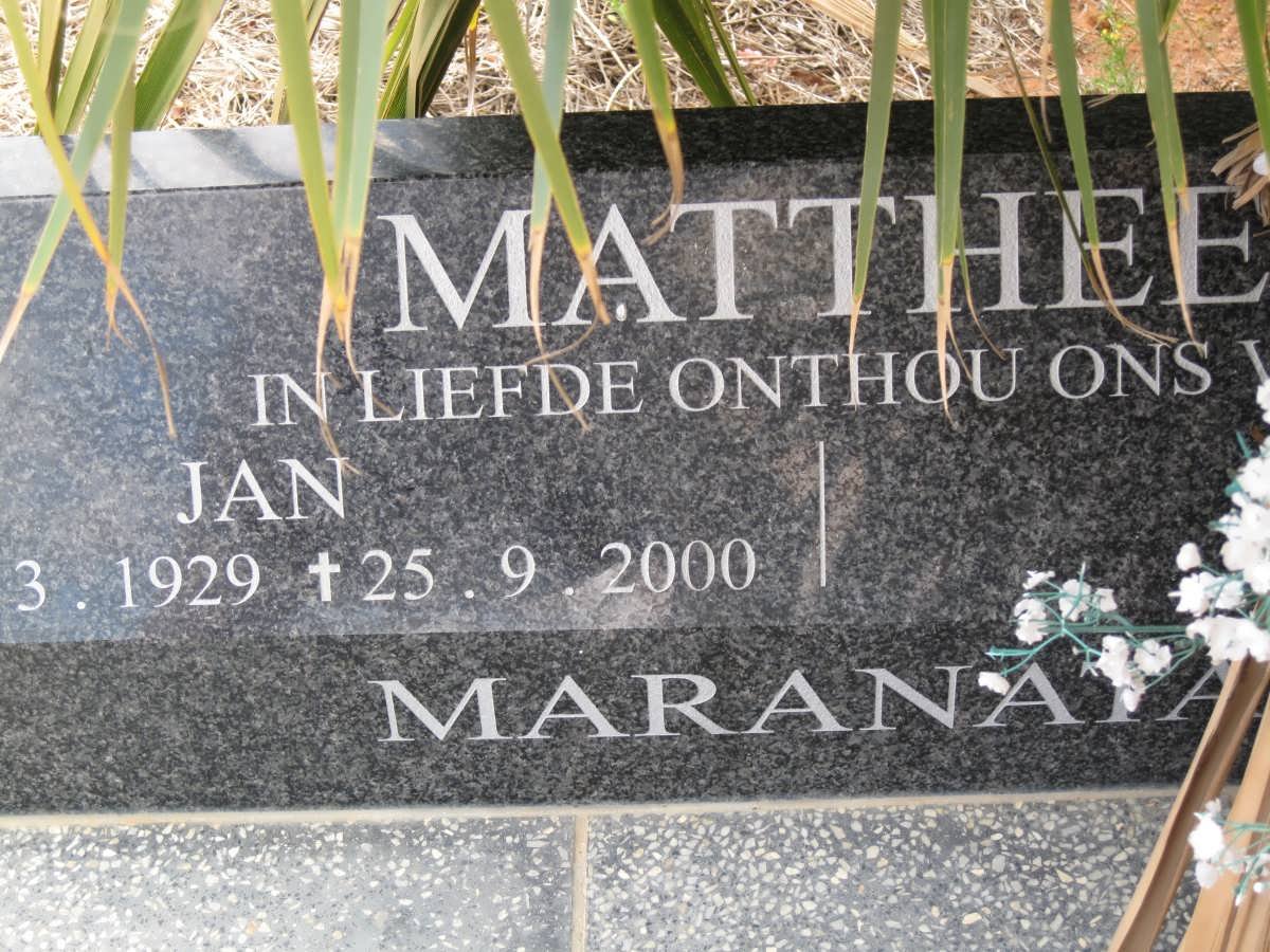 MATTHEE Jan 1929-2000