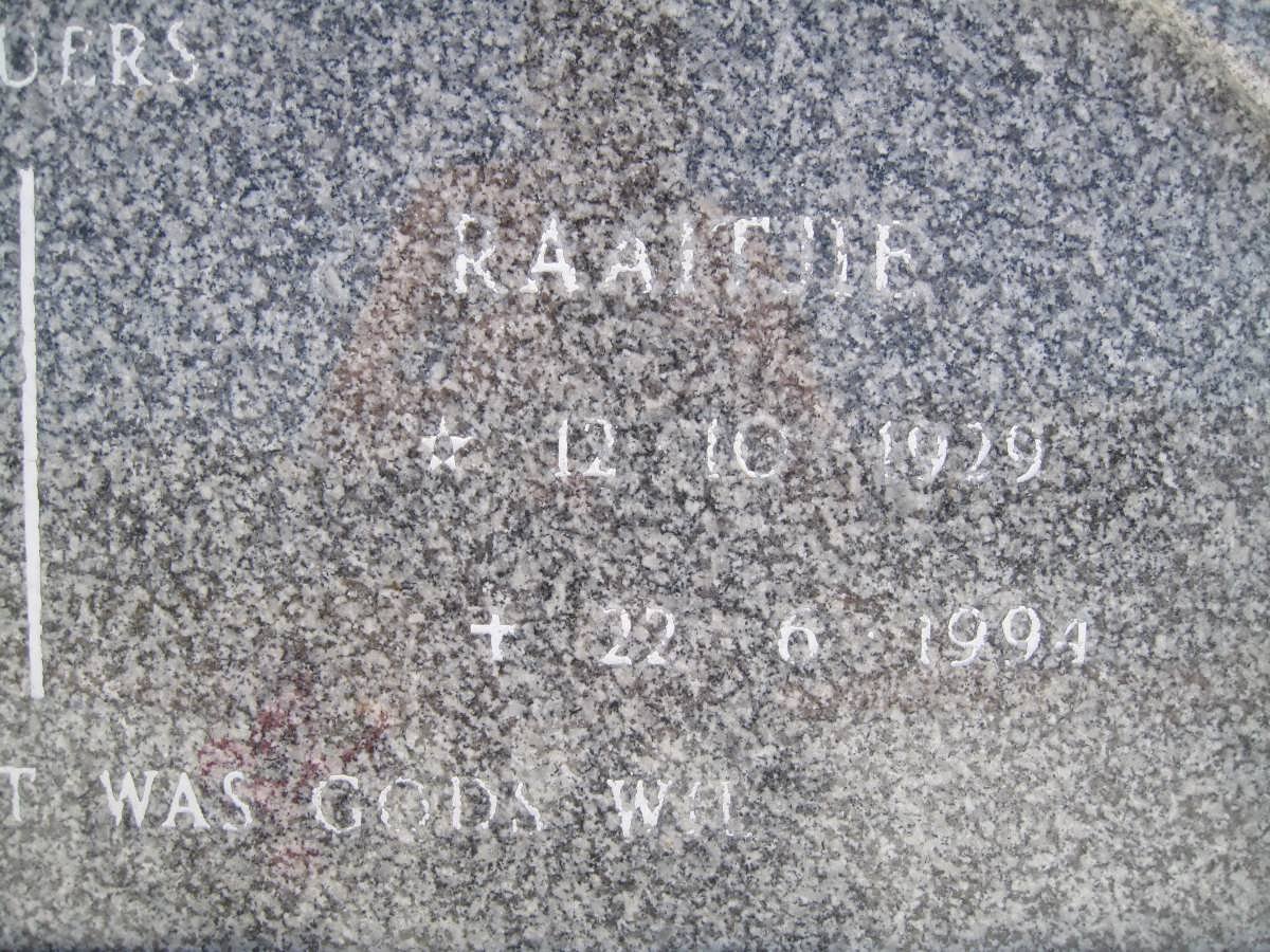 MERWE Raaltjie, van der 1929-1994