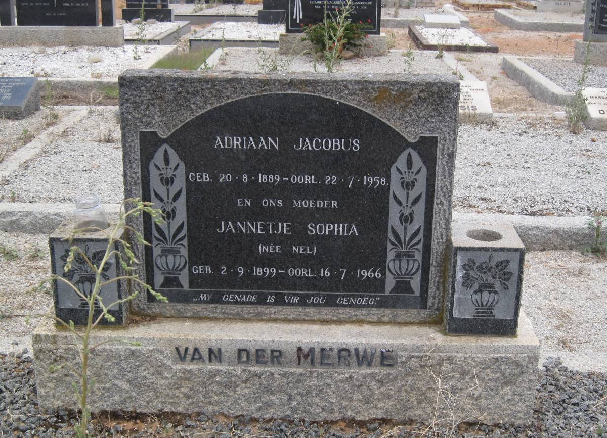 MERWE Adriaan Jacobus, van der 1889-1958 &amp; Jannetje Sophia NEL 1899-1966