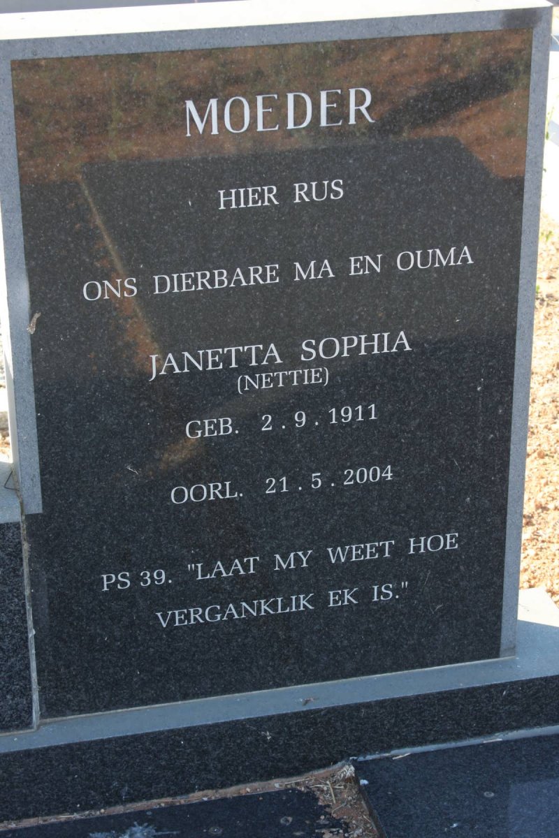 MOSTERT Janetta Sophia 1911-2004 