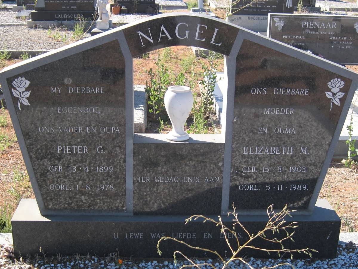 NAGEL Pieter G. 1899-1978 &amp; Elizabeth M. 1903-1989