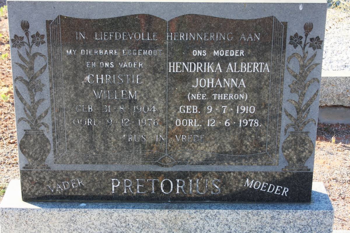 PRETORIUS Christie Willem 1904-1976 &amp; Hendrika Alberta Johanna THERON 1910-1978