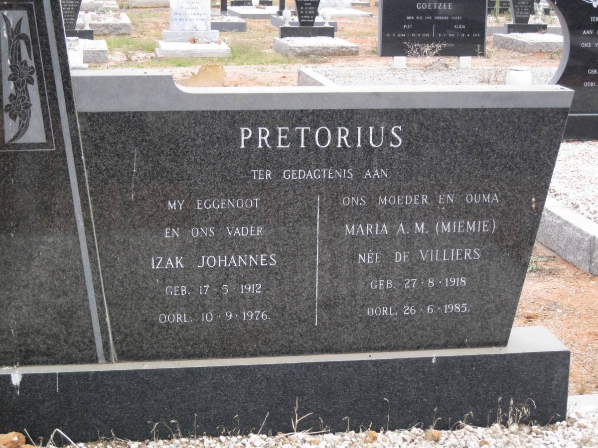 PRETORIUS Izak Johannes 1912-1976 &amp; Maria A.M. DE VILLIERS 1918-1985