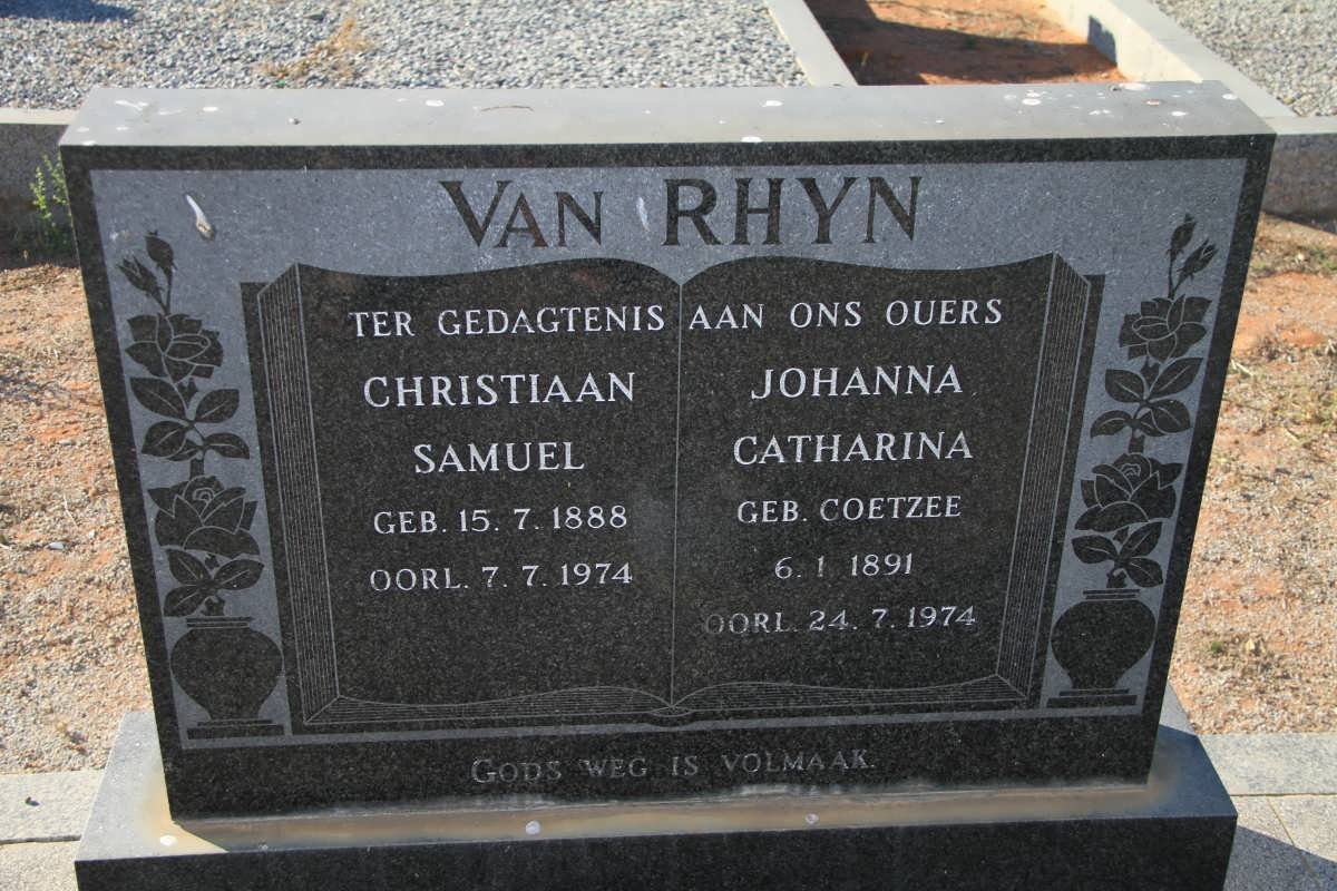 RHYN Christiaan Samuel, van 1888-1974 &amp; Johanna Catharina COETZEE 1891-1974