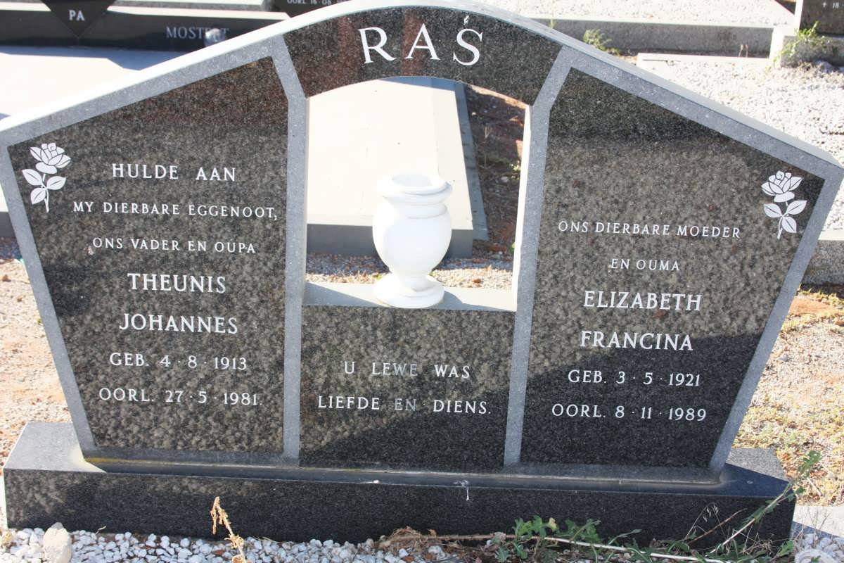 RAS Theunis Johannes 1913-1981 &amp; Elizabeth Francina 1921-1989