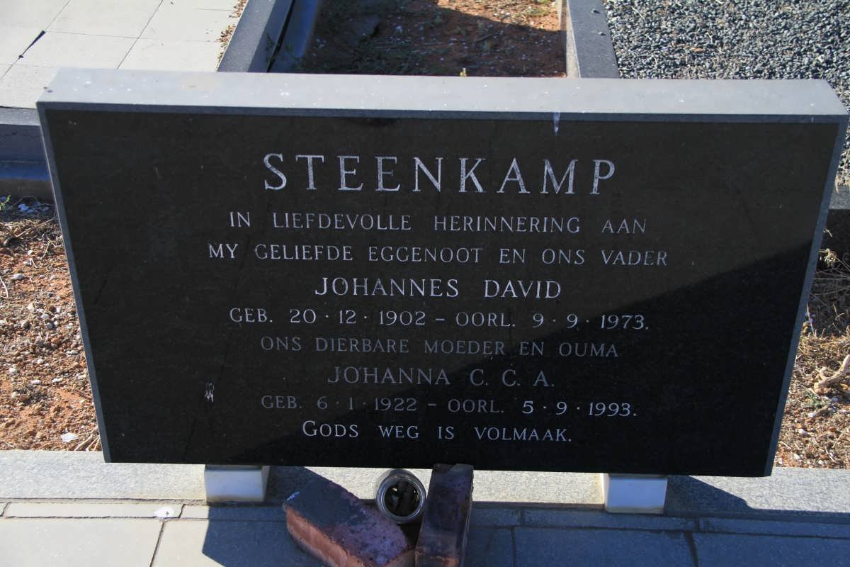 STEENKAMP Johannes David 1902-1973 &amp; Johanna C.C.A. 1922-1993