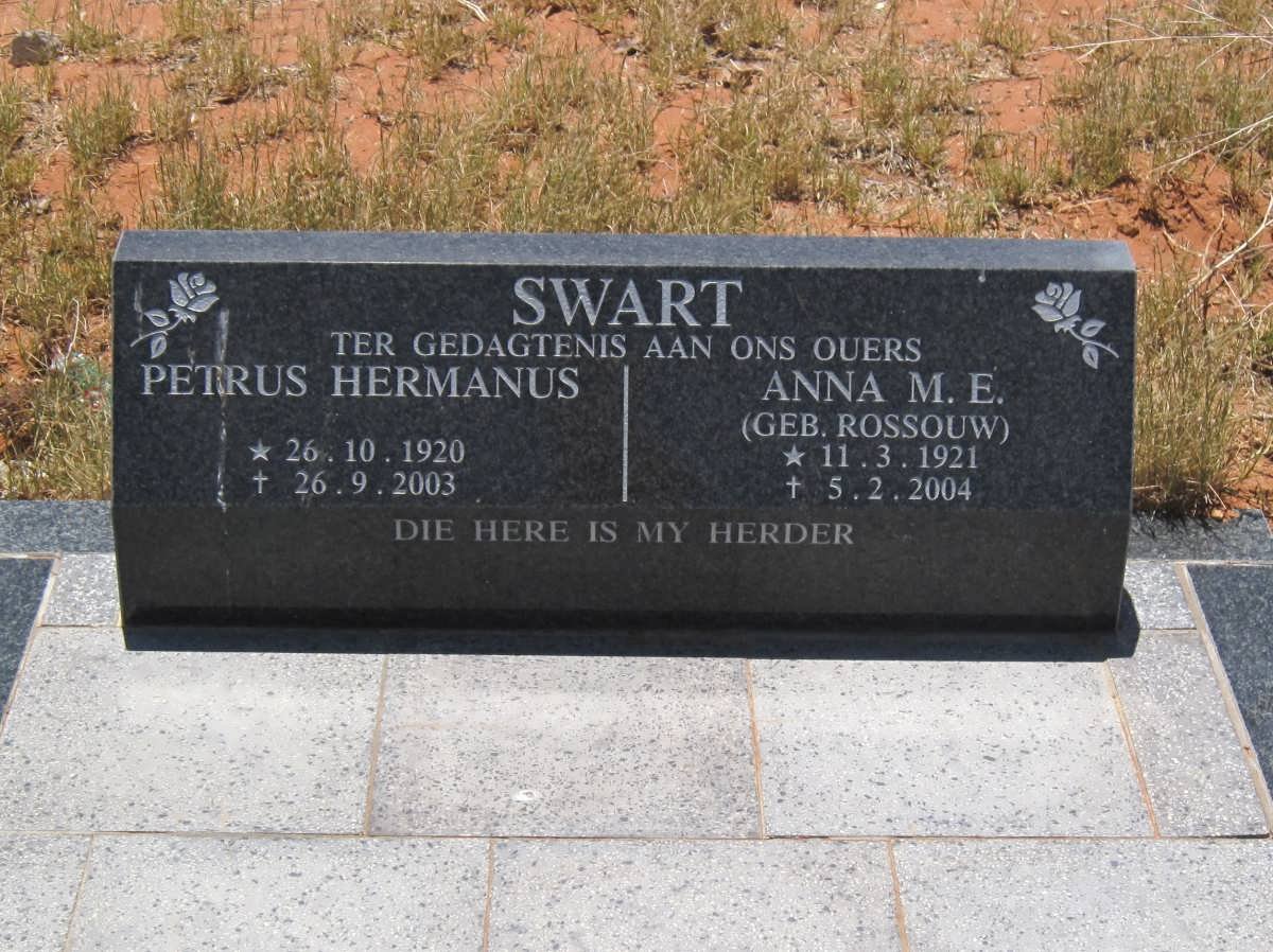 SWART Petrus Hermanus 1920-2003 &amp; Anna M.E.  ROSSOUW 1921-2004