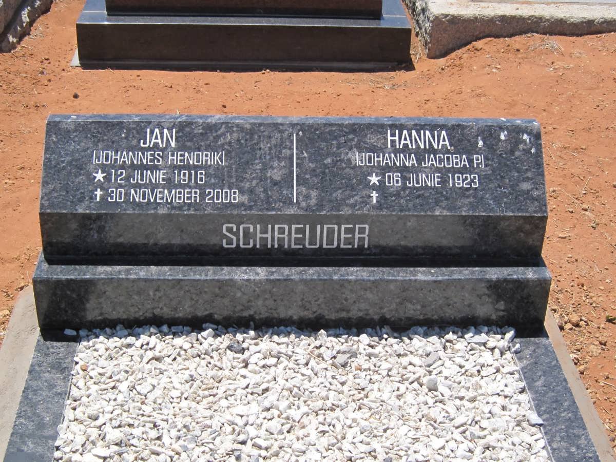 SCHREUDER Johannes Hendrik 1916-2008 &amp; Johanna Jacoba P. 1923-