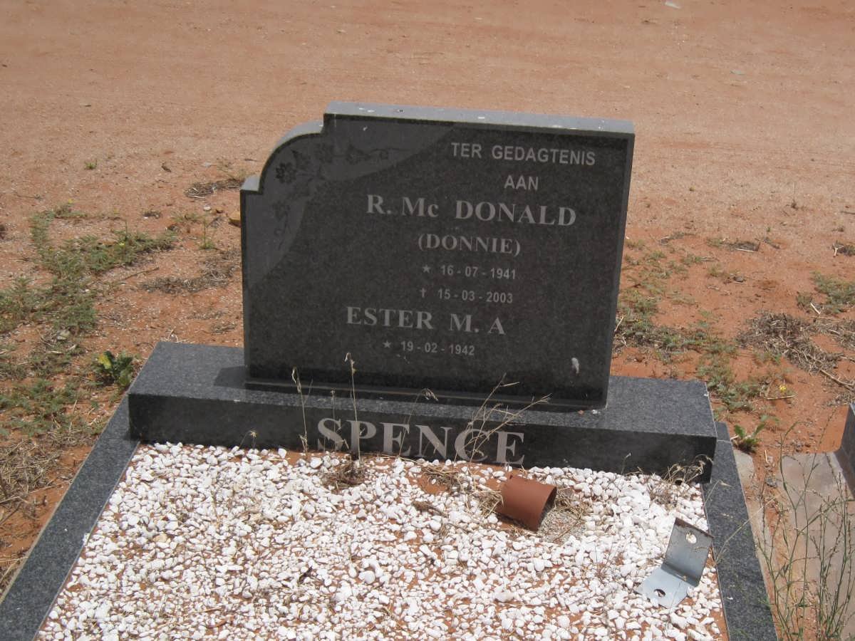 SPENCE R. McDonald 1941-2003 &amp; Ester M.A. 1942-