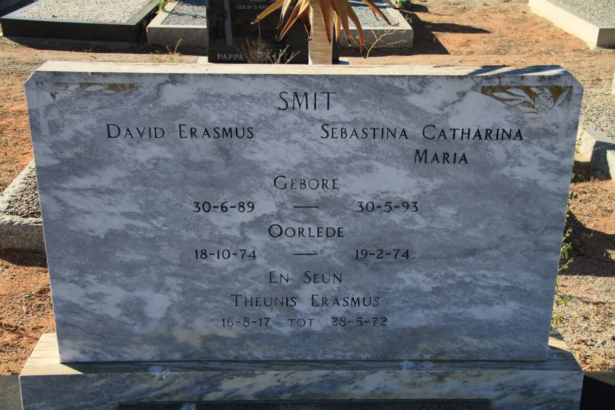 SMIT David Erasmus 1889-1974 &amp; Sebastina Catharina Maria 1893-1974 :: SMIT Theunis Erasmus 1917-1972