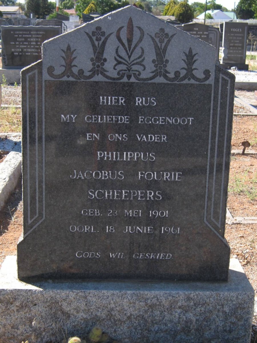 SCHEEPERS Philippus Jacobus Fourie 1901-1961 