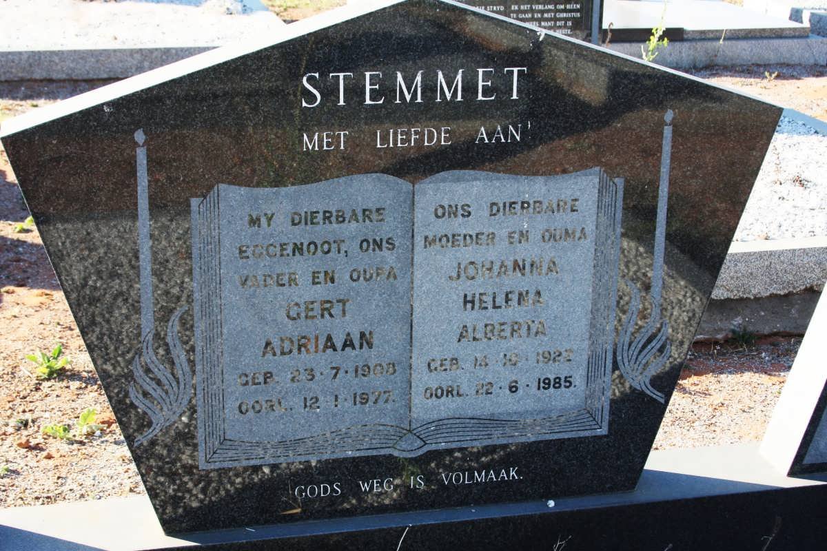 STEMMET Gert Adriaan 1908-1977 &amp; Helena Alberta 1922-1985