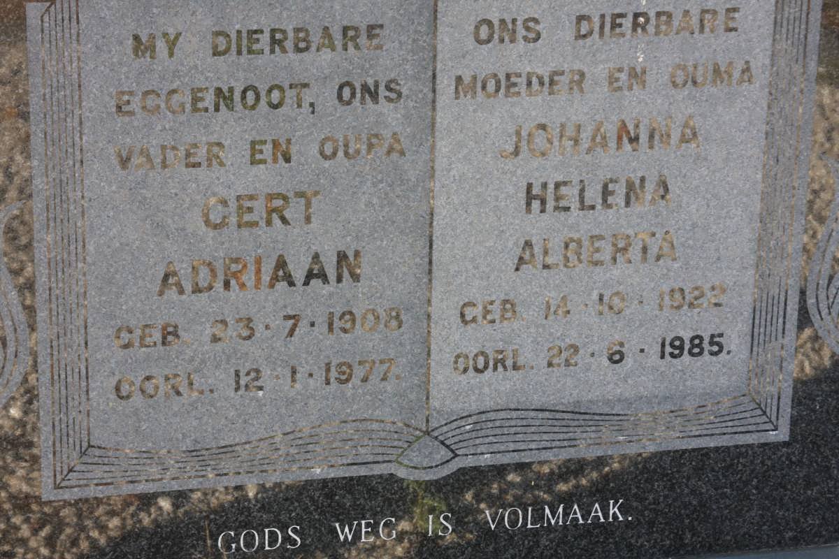 STEMMET Gert Adriaan 1908-1977 &amp; Helena Alberta 1922-1985