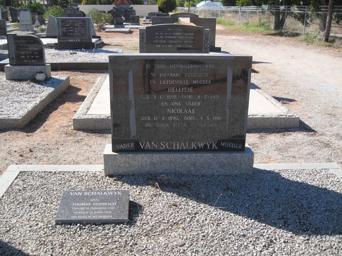 SCHALKWYK Nicolaas, van 1890-1981 &amp; Hellitje 1892-1976 :: VAN SCHALKWYK Thomas Gersbach 1929-1999