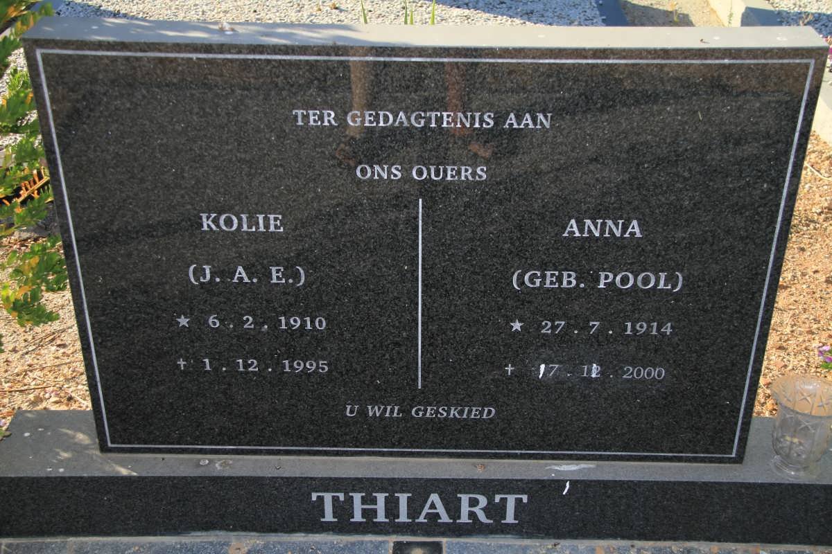 THIART J.A.E. 1910-1995 &amp; Anna  POOL 1914-2000