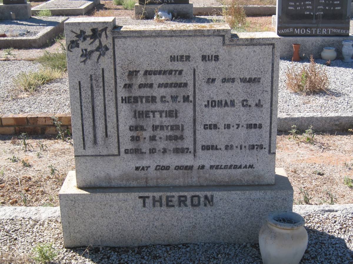 THERON Johan C.J. 1885-1976 &amp; Hester C.W.M. FRYER 1894-1967