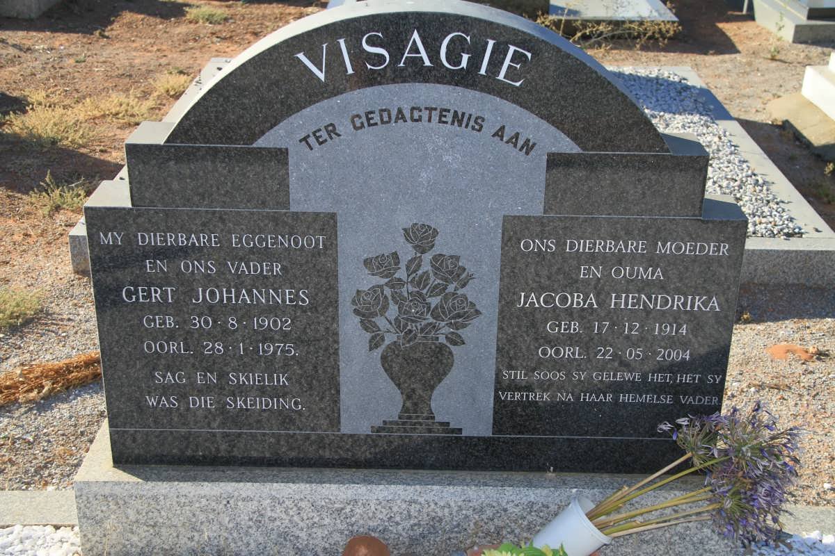 VISAGIE Gert Johannes 1902-1975 &amp; Jacoba Hendrika 1914-2004