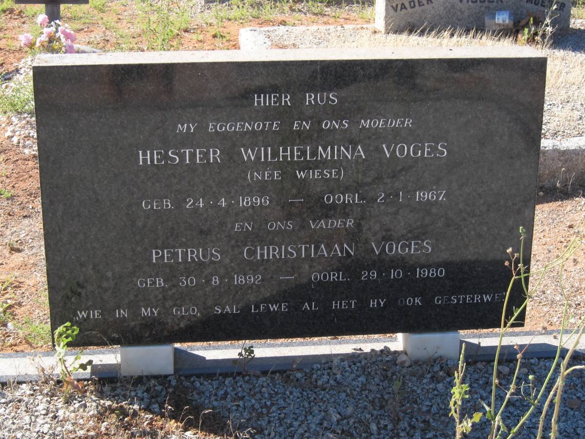 VOGES Petrus Christiaan 1892-1980 &amp; Hester Wilhelmina WIESE 1896-1967