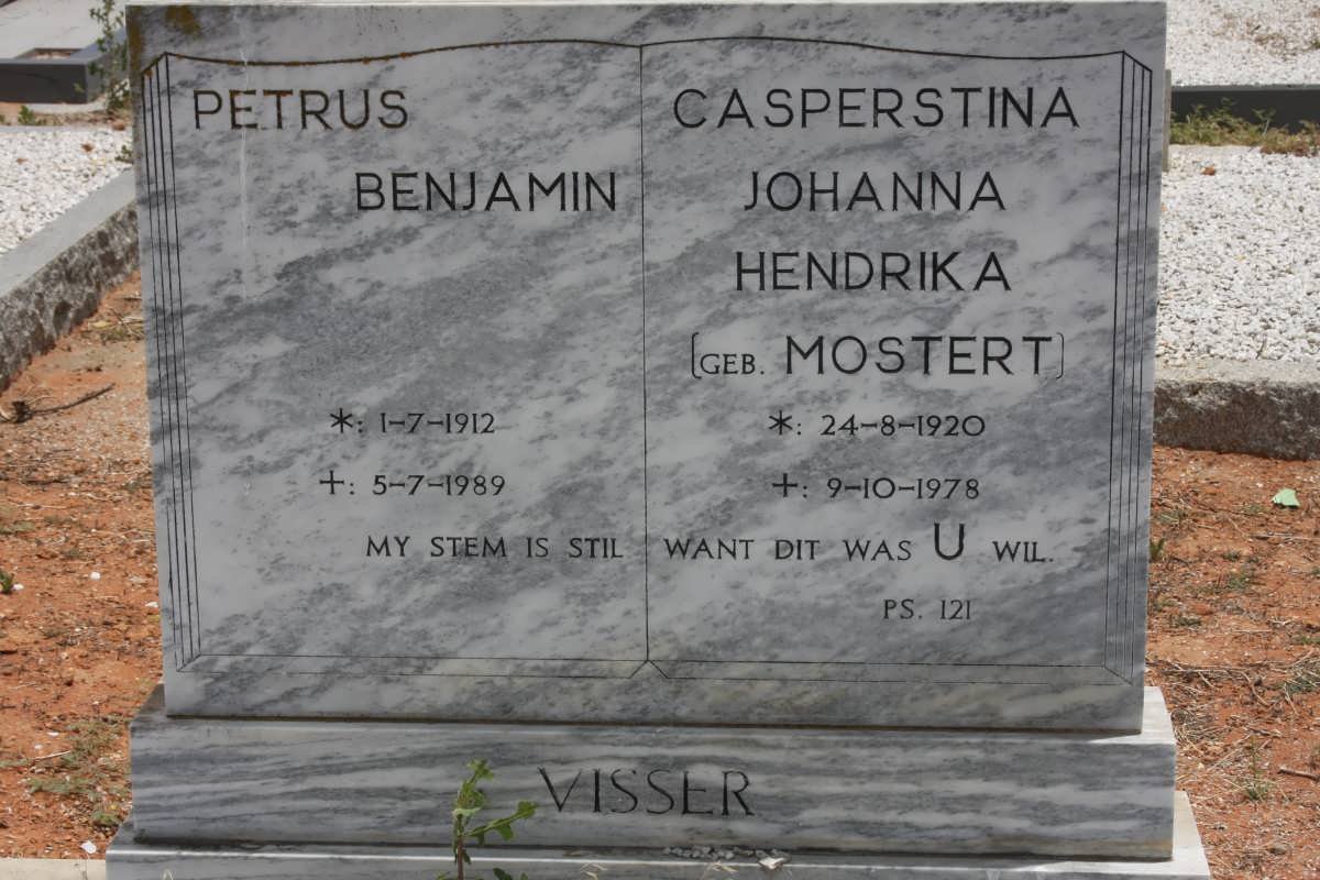 VISSER Petrus Benjamin 1912-1989 &amp; Casperstina Johanna Hendrika  MOSTERT 1920-1978