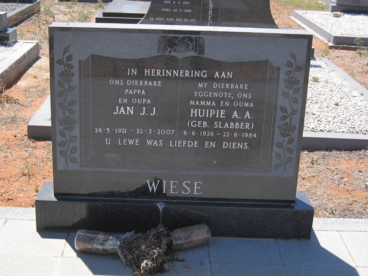WIESE  Jan J.J. 1921-2007 &amp; Huipie A.A. SLABBER 1926-1984